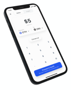 Cellulare con rappresentazione della app Coinbase wallet.