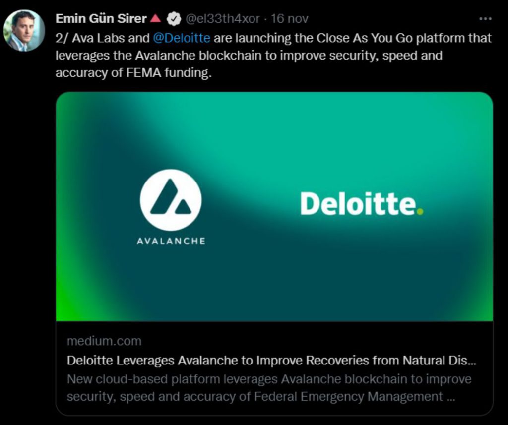 Partnership tra Ava Labs e Deloitte